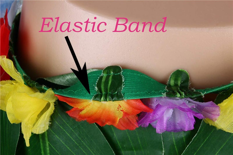 KEFAN Leaf Hula Skirt and Hawaiian Leis Set Grass Skirt with Artificial Hibiscus Flowers for Hula Costume Party (A) - Image 4